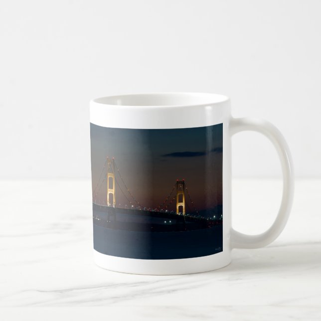 Taza De Café Noche En El Puente Mackinac Café Mug (Derecha)