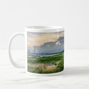 Taza De Café Noche En El Puerto De Charleston