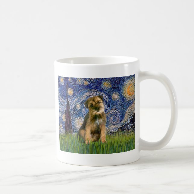 Taza De Café Noche estrellada - Border Terrier #1 (Derecha)