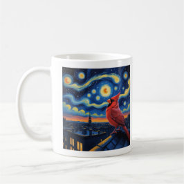 Taza De Café Noche estrellada con cardenal del norte