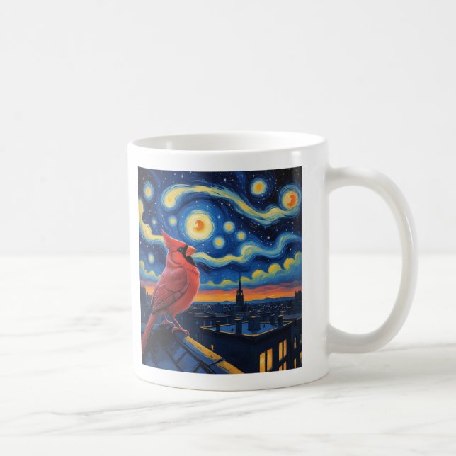 Taza De Café Noche estrellada con cardenal del norte (Derecha)