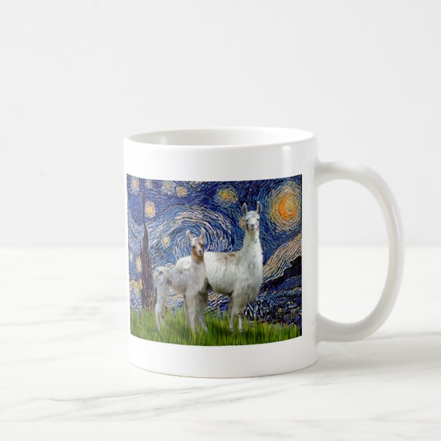 Taza De Café Noche estrellada con dos llamas (Derecha)