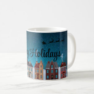 Taza De Café Noche estrellada con Santa Claus y casas