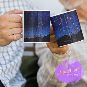 Taza De Café Noche estrellada de oro constelación del zodiaco d
