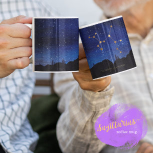 Taza De Café Noche estrellada de oro Sagitario Constelación del
