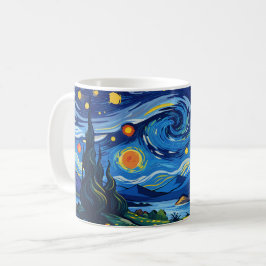 Taza De Café Noche estrellada sobre el océano tranquilo