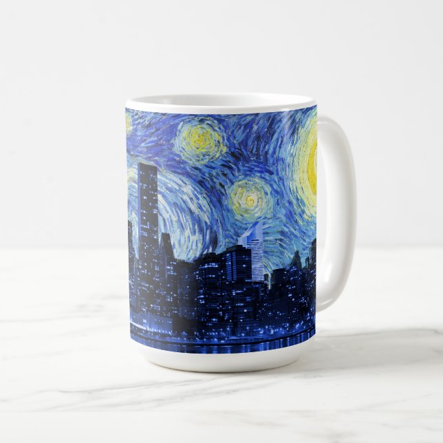 Taza De Café Noche estrellada sobre New York City (Anverso derecho)