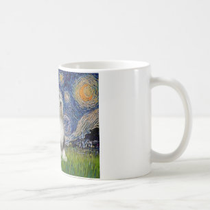 Taza De Café Noche estrellada - Terrier tibetano blanco y negro