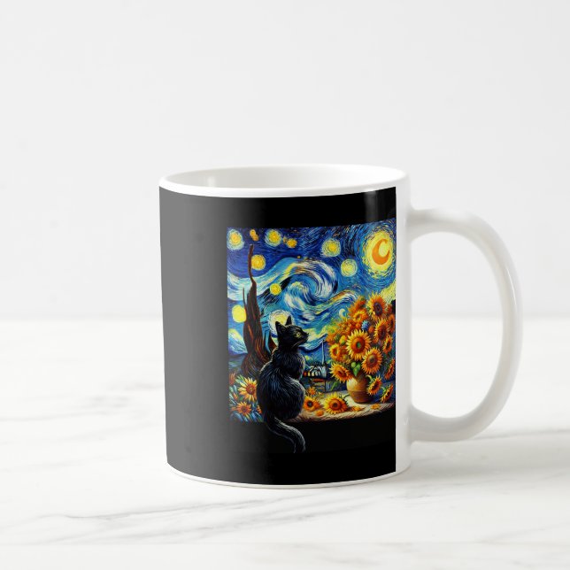 Taza De Café Noche estrellada Vincent Van Gogh Sunflowers Cat L (Derecha)