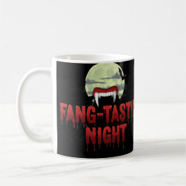 Taza De Café Noche fang-tastic - Fangs de Vampiros y Bat Hallow