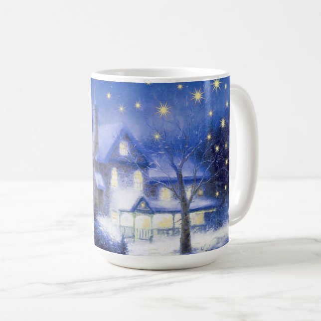 Taza De Café Noche silenciosa. Regalo de Navidades de aldea nev (Anverso derecho)