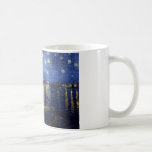 Taza De Café Noche Van Gogh Starry Sobre Rhone<br><div class="desc">Paisaje de Vincent Van Gogh y la serie de pintura del paisaje marino - Noche azul estrellada sobre el Ródano</div>