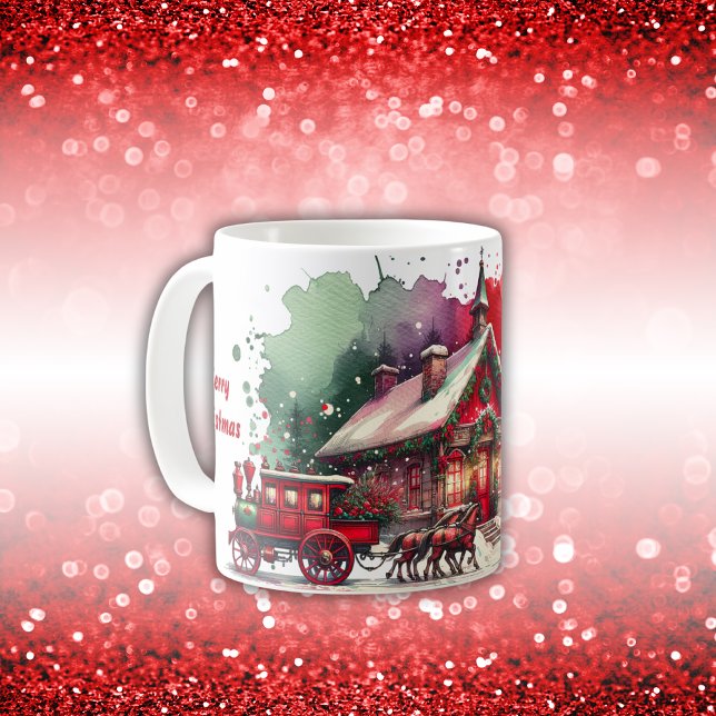 Taza De Café Nochebuena de la cosecha del Monograma en blanco | (Subido por el creador)