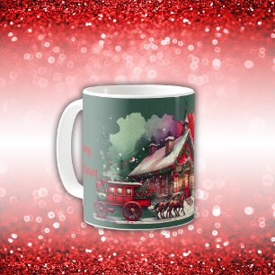 Taza De Café Nochebuena de la cosecha del Monograma en verde