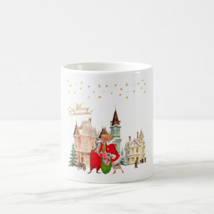 Taza De Café Nochebuena de la pareja de cosecha de 1950