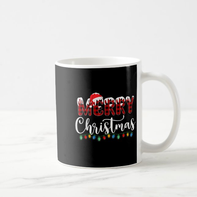 Taza De Café Nochebuena de navidad Nieve Red Buffalo Plaid Sant (Derecha)