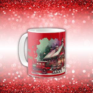 Taza De Café Nochebuena festiva navideña en rojo