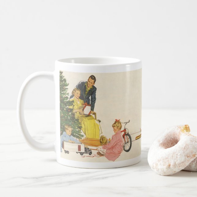 Taza De Café Nochebuena vintage, inauguración familiar (Con donut)