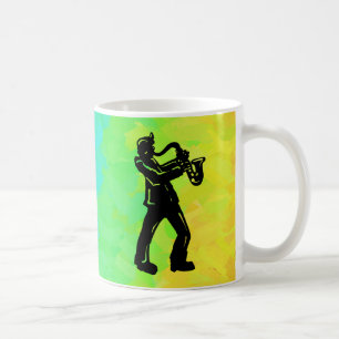 Taza De Café Noches de Boogie de Nueva York Saxofón Arcoíris