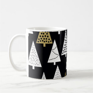 Taza De Café Noches De Invierno: Árboles Gold-Silver.