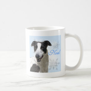 Taza De Café Noel2 negro y blanco del galgo
