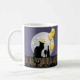 Taza De Café Noir de chat víspera de Año Nuevo