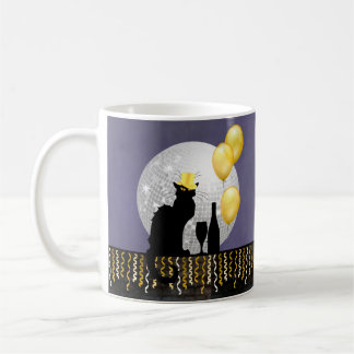 Taza De Café Noir de chat víspera de Año Nuevo
