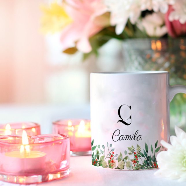 Taza De Café Nombra de la acuarela floral botánica Mug (Subido por el creador)