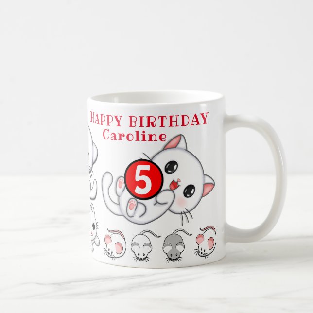 Taza De Café Nombramiento de gatitos y cumpleaños de niño mayor (Derecha)