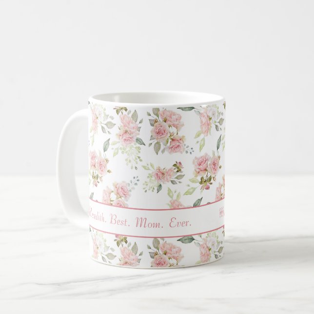 Taza De Café Nombran a la mejor mamá rosa (Anverso izquierdo)