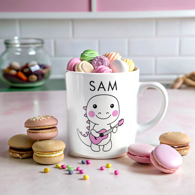 Taza De Café Nombrar dino divertido personalizado (Subido por el creador)