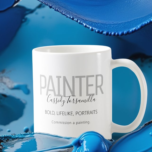 Taza De Café Nombrar pintador gris negro (Get this mug for yourself and as a way to promote your artwork. )
