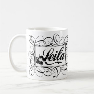 Taza De Café Nombre a Leila en marco elegante del interior del
