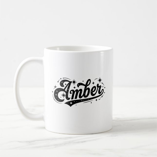 Taza De Café Nombre ámbar primero último familia (Izquierda)