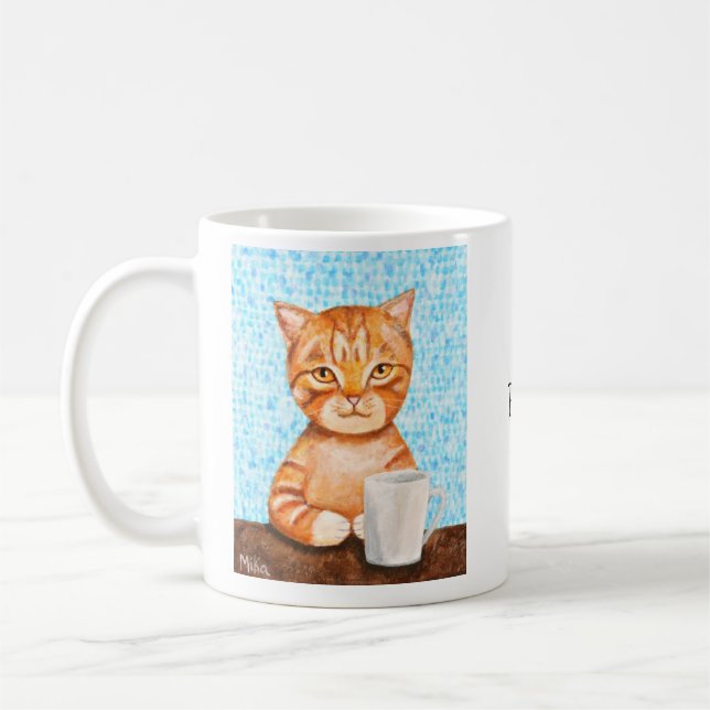 Taza De Café Nombre anaranjado del personalizado del gato de (Izquierda)