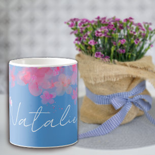 Taza De Café Nombre azul silvestre acuarela