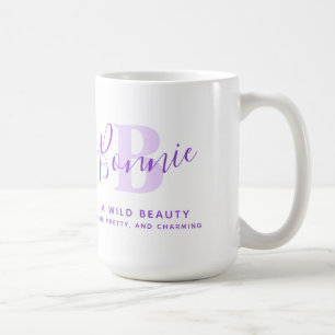 Taza De Café Nombre bonnie que significa texto morado monograma