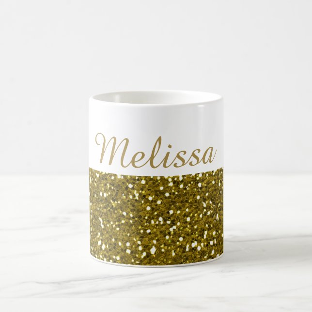 Taza De Café Nombre brillante del personalizado del purpurina (Centro)