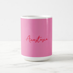 Taza De Café Nombre caligráfico profesional personalizado rosa