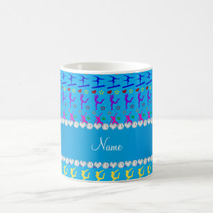 Taza De Café Nombre cielo azul arco iris gimnasia corazones est