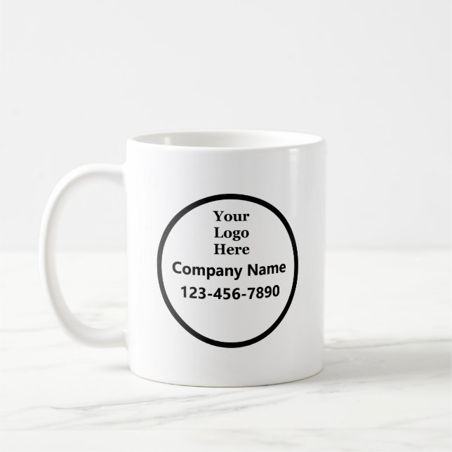 Taza De Café Nombre comercial Número de teléfono Negro y Blanco (Izquierda)