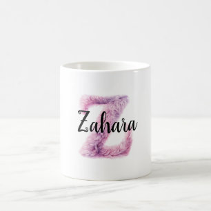 Taza De Café Nombre con letra Z acogedor rosa púrpura