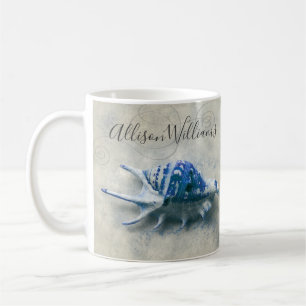 Taza De Café Nombre con monograma de los azules añiles costeros