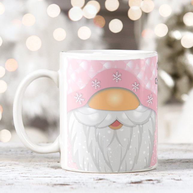 Taza De Café Nombre corto Navidades rosados Gnome Mug (Cute Name Pink Christmas Gnome Mug)