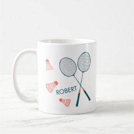 Taza De Café NOMBRE CUSTOGRÁFICO DEL Racquet de Bandminton Bird