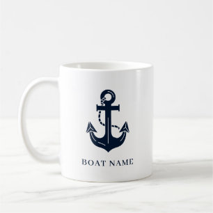 Taza De Café Nombre de barco náutico personalizado Ancla
