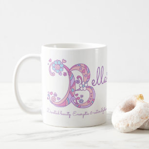 Taza De Café Nombre de Bella que significa flor cardíaca B mono