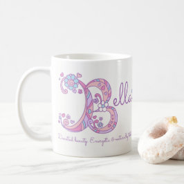 Taza De Café Nombre de Bella que significa flor de corazón B mo