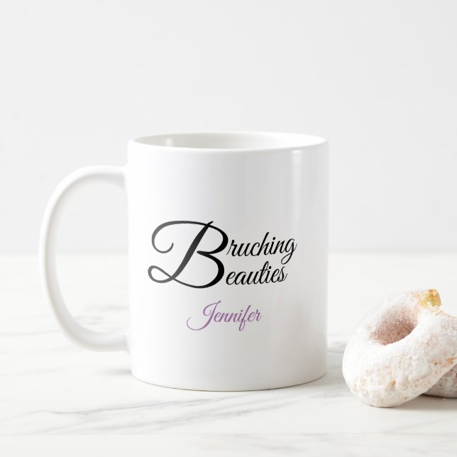 Taza De Café Nombre de belleza de brunqueo (Con donut)