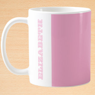 Taza De Café Nombre de bloque rosado moderno personalizado